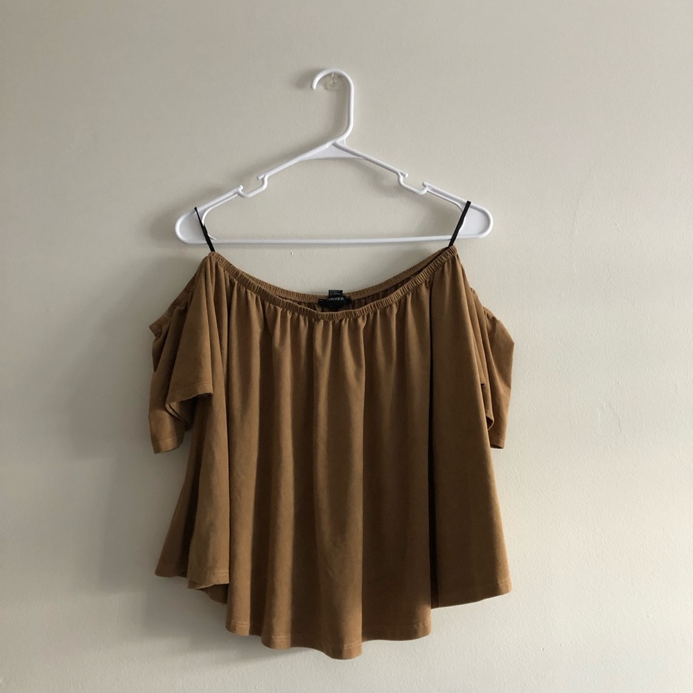 Suede Off The Shoulder Cropped Top
